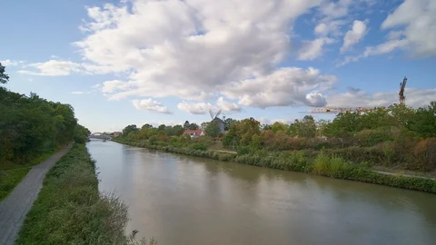 The Midland Canal in Hannover, Germany. Timelapse. Stock-Footage 117307853