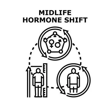 Midlife hormone shift concept involving physical changes Stock Illustration