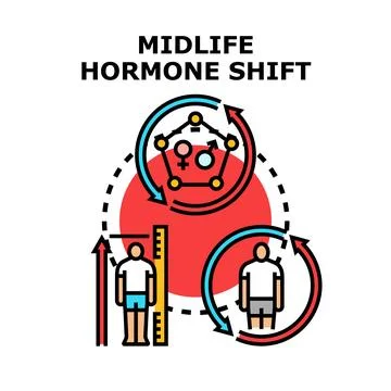 Midlife hormone shift concept involving physical changes Stock Illustration