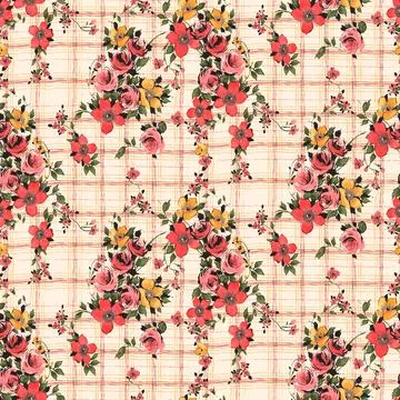 Mid,Midium,Small,Checked,Plaid,Pink,Yellow,Green,Violet,Rose 库存插图