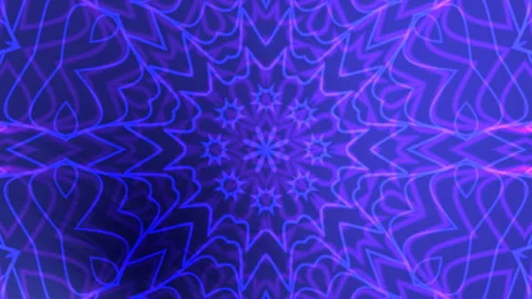 Midnight blue gradient abstract kaleidoscope neon pattern symmetry Stock Footage 330571860