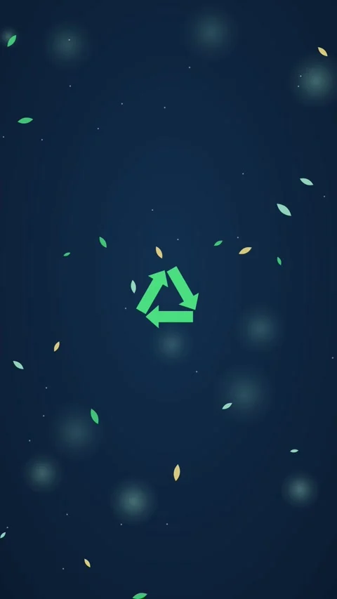 Midnight blue green floating leaves background animation Vertical Eco Motion Stock Footage 346228505