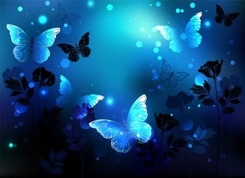 Midnight butterflies Stock Illustration