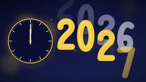 Midnight Clock Animation Countdown Timer Time Transition Night Background Stock Footage 345940306