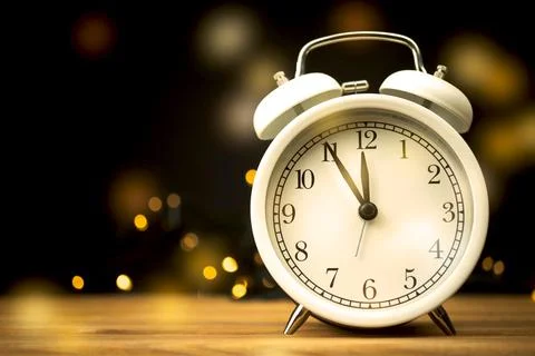 Midnight countdown clock 2022. Five minutes to midnight. Happy new year eve p Stock Photos
