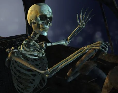 Midnight Drive Skeleton Stock Illustration
