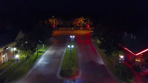 Midnight drone flight over downtown Bakersfield California with city scene Stock Footage 344738596