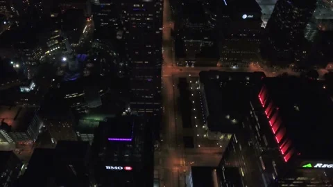Midnight drone flight over downtown Indianapolis Indiana showcasing city scene Stock Footage 344792931