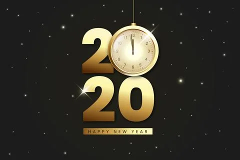Midnight golden clock realistic background Stock Illustration