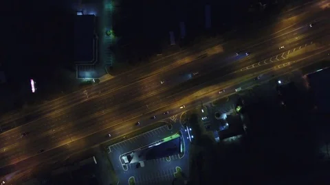 Midnight Highway Traffic Overview in City Stock Footage