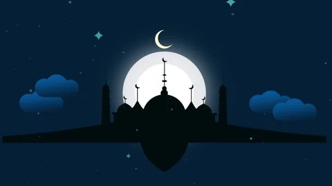 Midnight Mosque Reflection Stock Footage 335622211