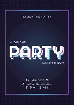 Midnight party banner frame space sound wave design purple color concept Stock Illustration
