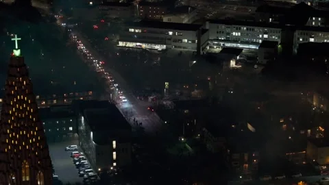 Midnight show on new years eve, fireworks display on Icelandic sky 動画素材 329466341