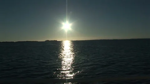 Midnight sun on a boat. Stock Footage 35936132