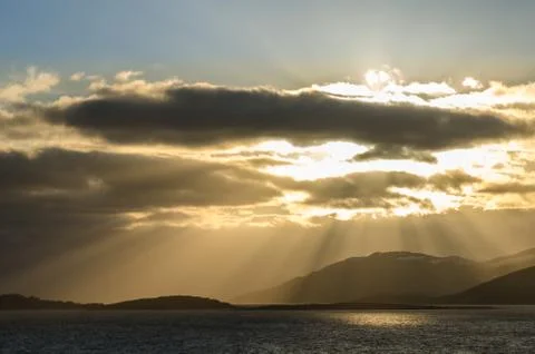 Midnight sun rays Stock Photos