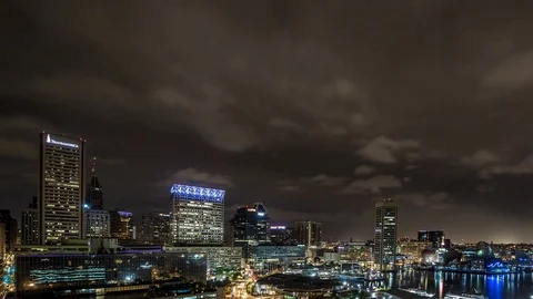 Midnight Thunderstorm Over Baltimore Timelapse - 01 Stock Footage 82728974