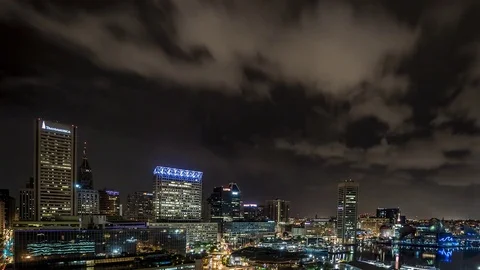 Midnight Thunderstorm Over Baltimore Timelapse - 02 Video stock 82729652