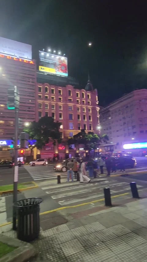 Midnight walk through Buenos Aires streets Stock Footage 312723663