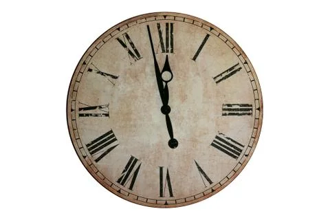 Midnight wall clock.Wall clock that marks a few minutes to midnight. Stock Photos
