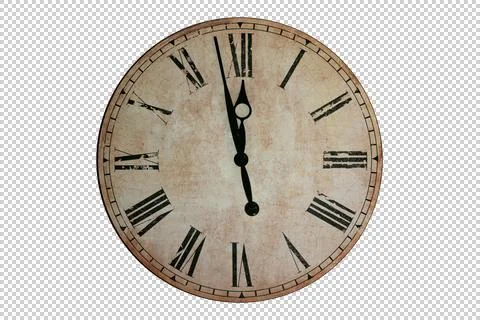 Midnight wall clock.Wall clock that marks a few minutes to midnight. Stock Photos