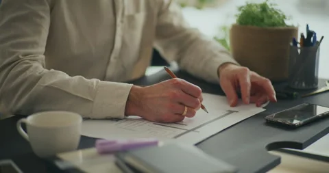 Midsection of businessman examining documents Stock Footage 263164082