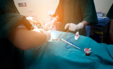 Midsection of surgery team operating Medical Team Performing Surgical Opera.. Stock Photos