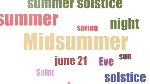 Midsummer Word Cloud Animated On White Background Stock Footage 103098748