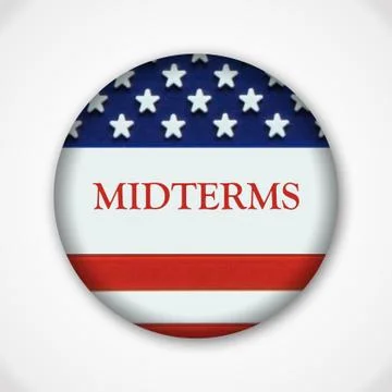 Midterm election pin button badge with american flag Stock Illustration