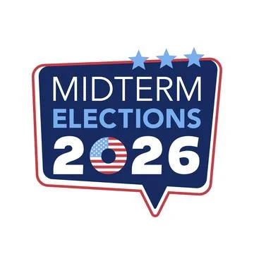 Midterm Elections 2026 Speech Bubble Badge with Three Stars 스톡 일러스트