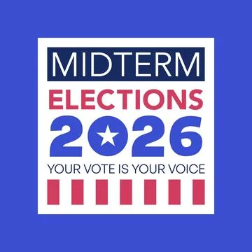 Midterm Elections 2026 Your Vote Is Your Voice Rectangle Badge Stock Illustration