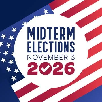 Midterm Elections November 3 2026 Checkmark Badge Torn Flag Circle Stock Illustration