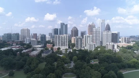 Midtown Atlanta from Piedmont Park Stock Footage