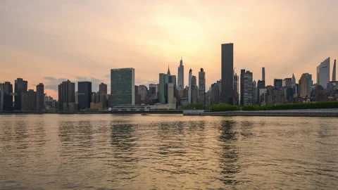 Midtown Cityscape Ferry Hyperlapse (One of Two) Stock Footage 240868169