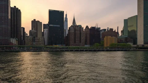 Midtown Cityscape Ferry Hyperlapse (Two of Two) Stock Footage 240867995