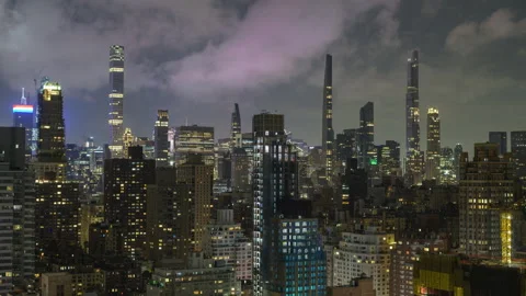 Midtown Cityscape Night Timelapse Stock Footage 280573570