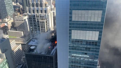 Midtown Fire Near St. Patrick's Day Parade in NYC, Madison Ave, New York, USA -  Stock Footage 331028896