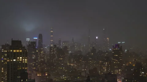 Midtown Manhattan Electrical Storm Timelapse Stock Footage 214044536