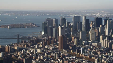 From Midtown Manhattan, looking toward the Financial District. Shot in 2011. Stock Footage 59174586