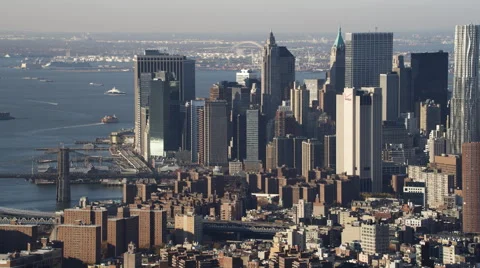 From Midtown Manhattan, looking toward the Financial District. Shot in 2011. Stock Footage 59174998