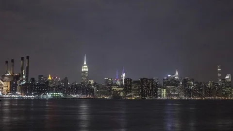 Midtown Manhattan at Night from Brooklyn Stock Footage 76010146