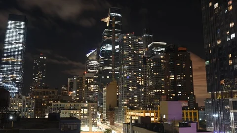 Midtown Manhattan NYC timelapse, Hells Kitchen to Hudson Yards area with Stockbeeldmateriaal 115398200
