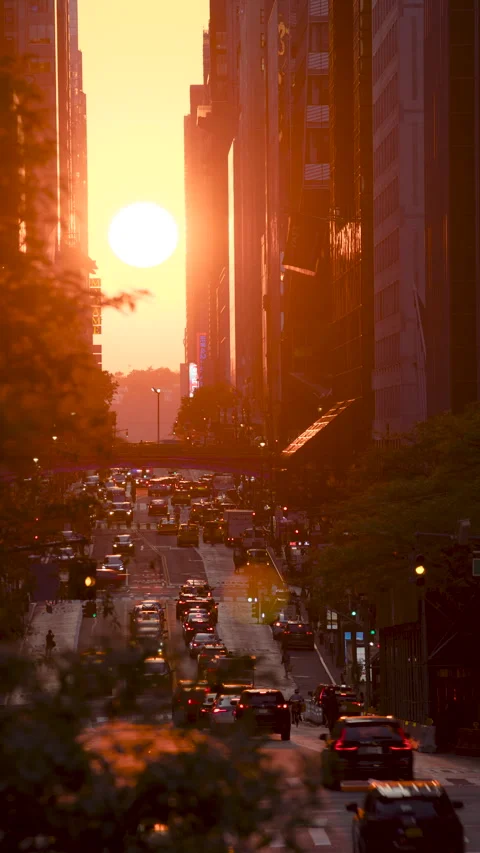Midtown Manhattan Sunset Time Lapse in New York City Stock Footage 314203799