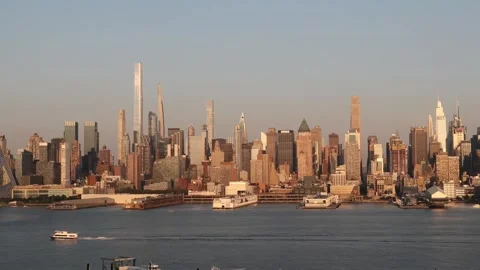 Midtown Manhattan at sunset viewed from New Jersey Stock-Footage 335666452