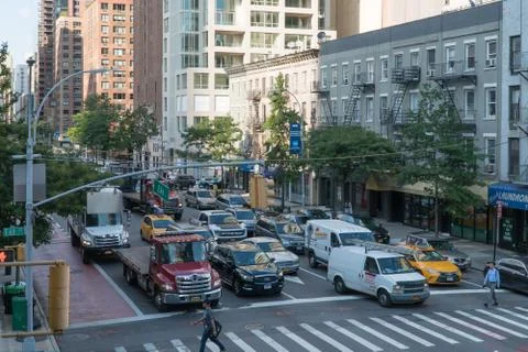 Midtown NYC traffic intersection Stock Photos