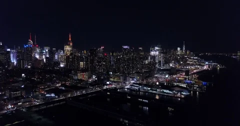 Midtown skyline close near vertical aerial view in New York City Stock-Footage 74466627