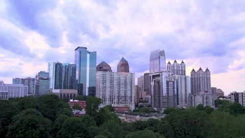 Midtown Skyline Tilt Up To Blue Clouds Stock Footage 294225467