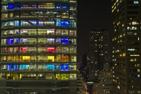 Midtown Skyscraper at Night Foto stock