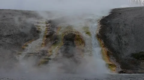 Midway Geyser Basin Falls Stock Footage 7733489