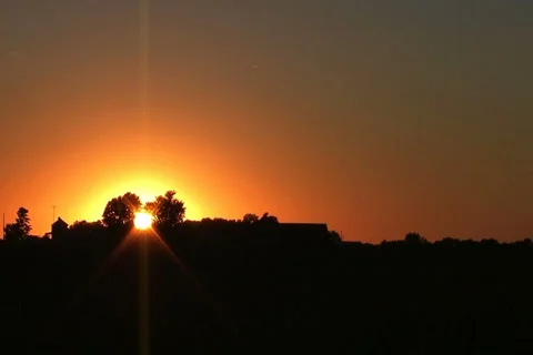 Midwest Farmhouse Sunset Stock Footage 2811380