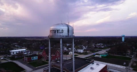 Midwest Small Town Drone Stock Footage 320363334